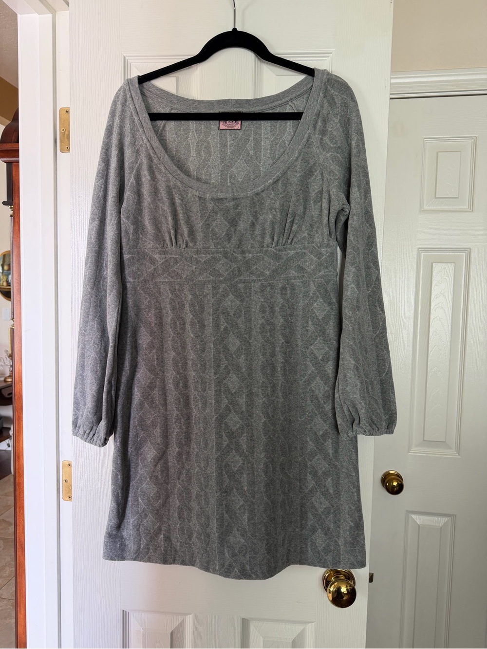 Juicy Couture Gray Long-Sleeve Knit Scoop Neck Dress